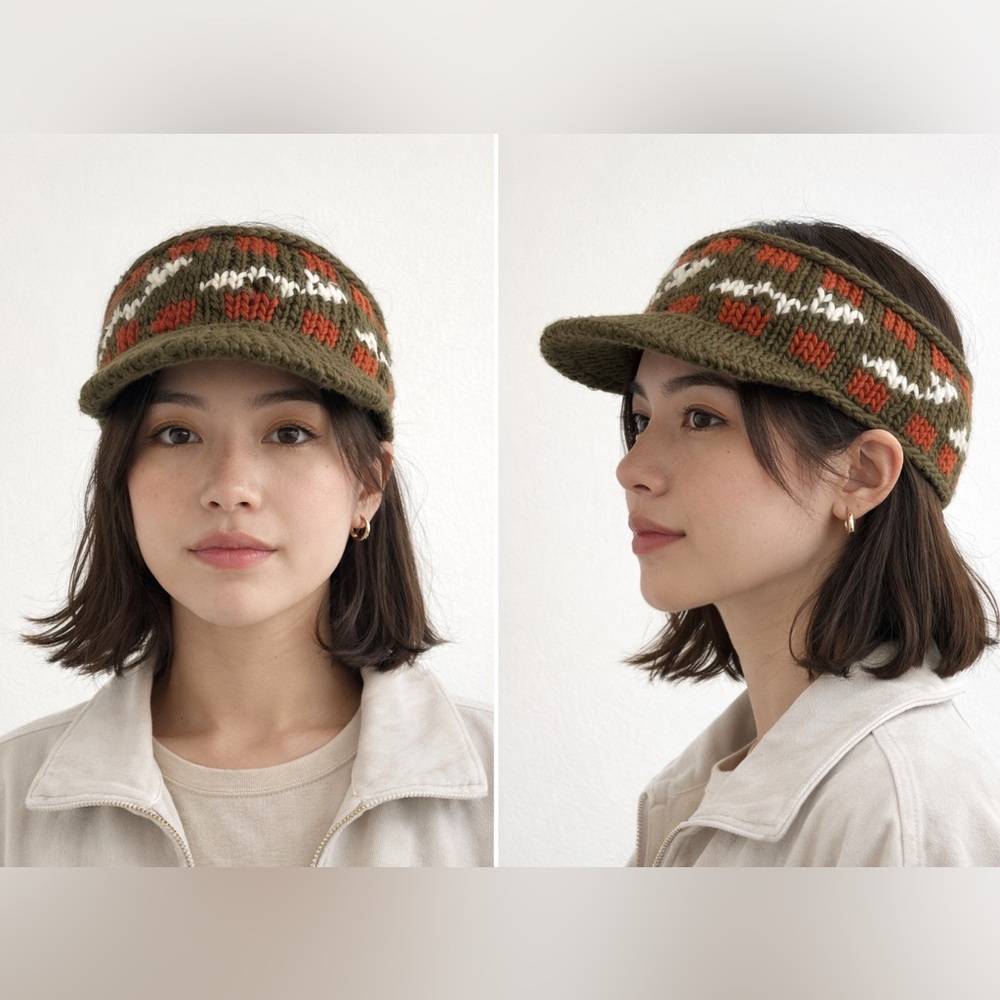American Eagle Brown Vintage Wool Blend Knit Visor OS